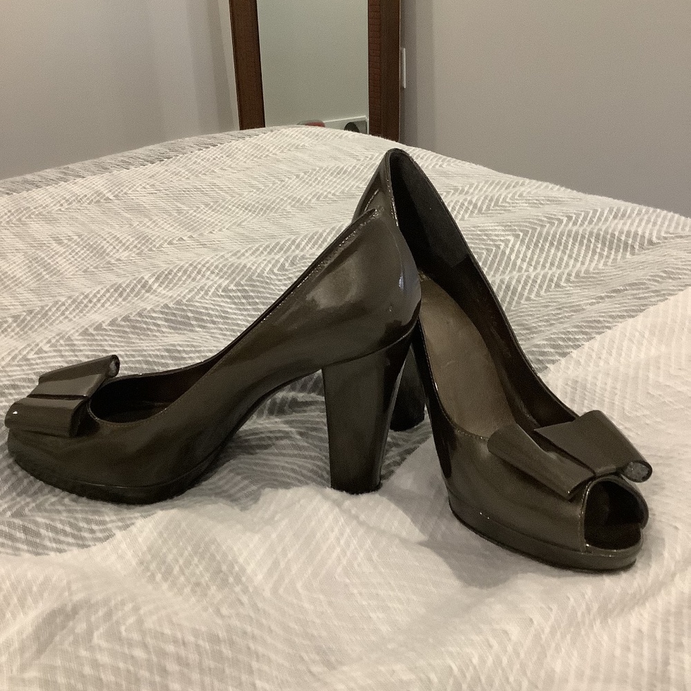 Stuart Weitzman, Patent Leather  Block Heel Pump